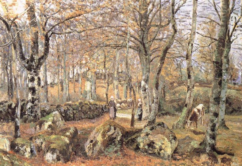 Camille Pissarro There are rock scenery oil painting picture